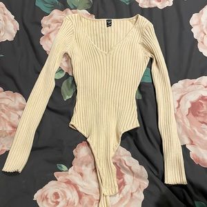 tan sweater bodysuit